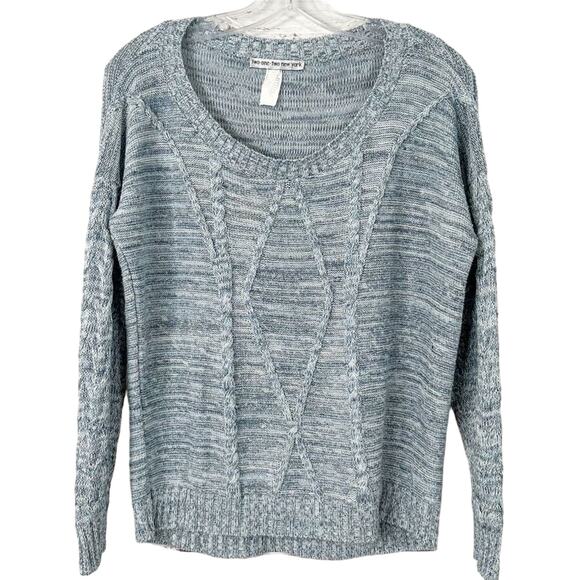 Two One Two New York Women's Cable Knit Pullover Sweater Blue Small - Picture 1 of 8